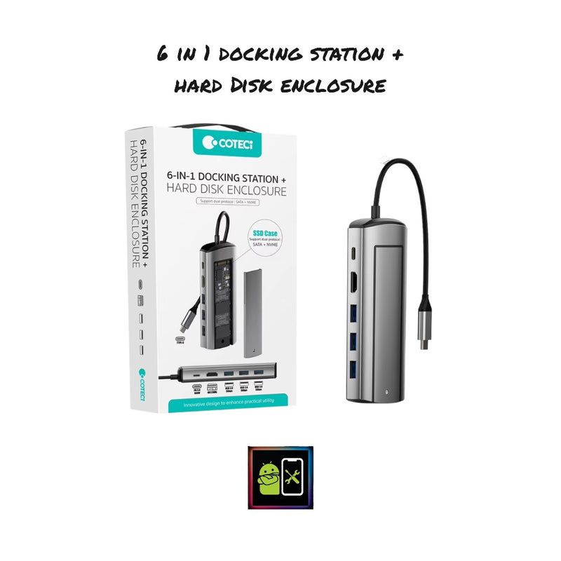 Adaptador 6 in 1 DOCKING STATION + HARD DISK ENCLOSURE